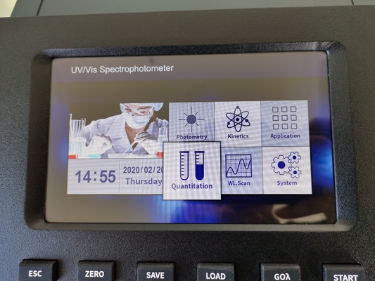 Spectrophotomètre UV à double faisceau de 190 à 1100 nm à largeur de bande variable avec écran LCD de 7 pouces